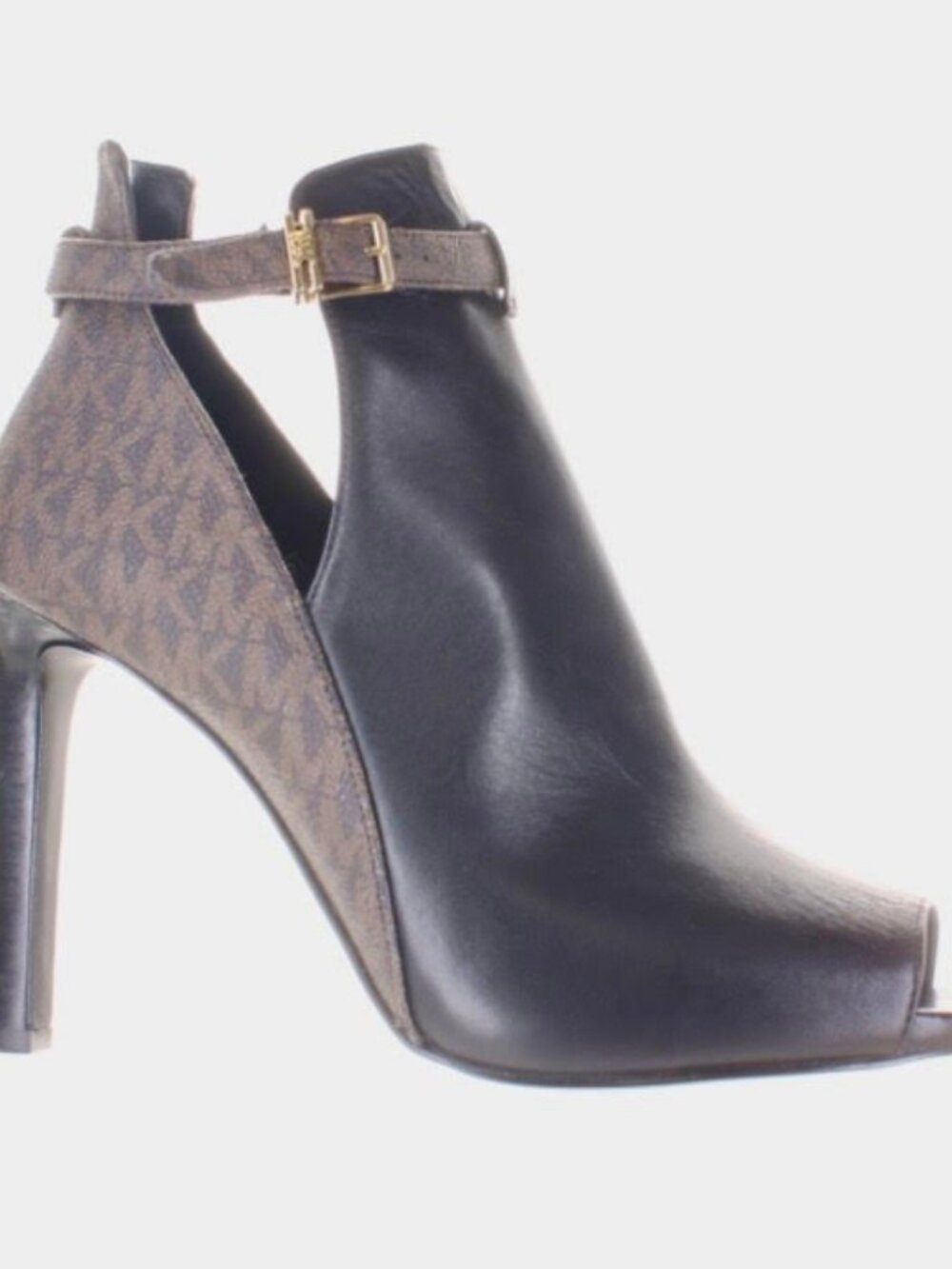 NEW! Michael Kors Lawson Open-Toe Leather Ankle Boots Logo Across Back Size 10M